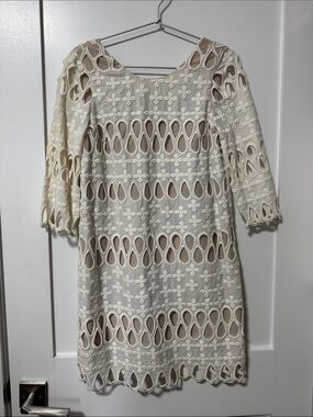 Cream Lace Cutout Women's Dress